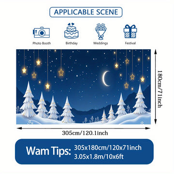 Lámpara de puerta 2D, 1 pieza, árbol de Navidad festivo y bola de luna, puerta - Poliéster duradero, no necesita electricidad, perfecto para decoración navideña, regreso a la escuela, fiestas hawaianas y de Halloween, uso interior/exterior, decoraciones