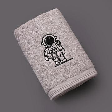 Toalla de Algodón Puro Engrosada de 1 Pieza con Bordado de Patrón de Astronauta, Suave, Absorbente, No se Desvanece, Toalla de Alta Calidad Adecuada para Uso Doméstico