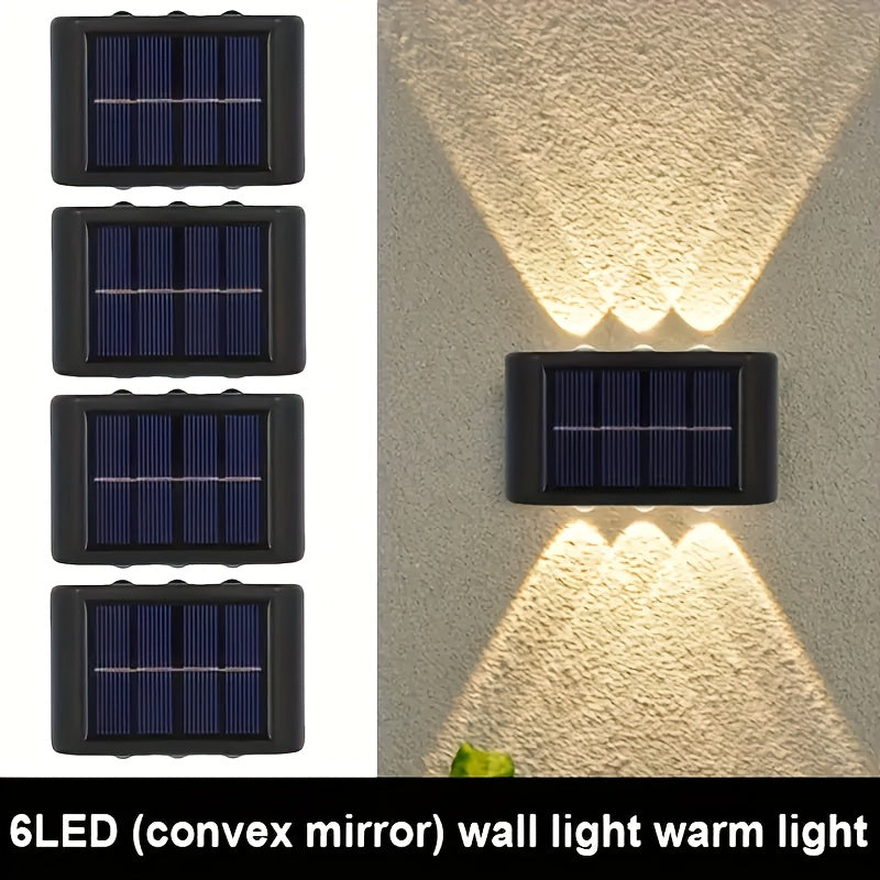 4/6 piezas de luces LED solares para pared, 6LED luces paisajísticas para exteriores, cubiertas de lámpara plástico energéticamente eficientes, capacidad de batería de 60mAh, decoración de pared para jardín y patio, cargado solar, batería de níquel, sin
