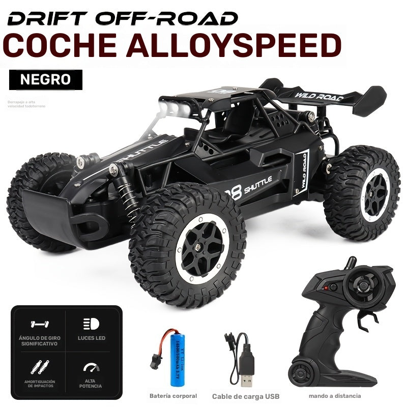 Buggy de RC Todo Terreno a Escala 1:16, Control Remoto de 2,4GHz, Batería de Litio Recargable de 500mAh, 20KM/H, con Luces LED, Carga USB, Anti-Colisión, para Edades de 14+