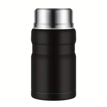 Termo aislante SIAETIUR de 24 oz - Recipiente redondo reutilizable con tapa abatible, boca ancha, apto para lavavajillas y libre de BPA - Negro