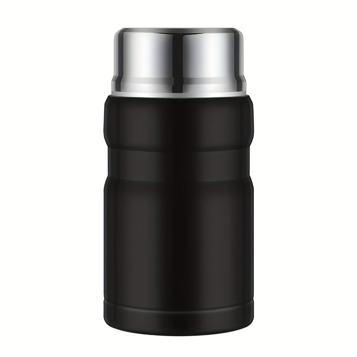 Termo aislante SIAETIUR de 24 oz - Recipiente redondo reutilizable con tapa abatible, boca ancha, apto para lavavajillas y libre de BPA - Negro