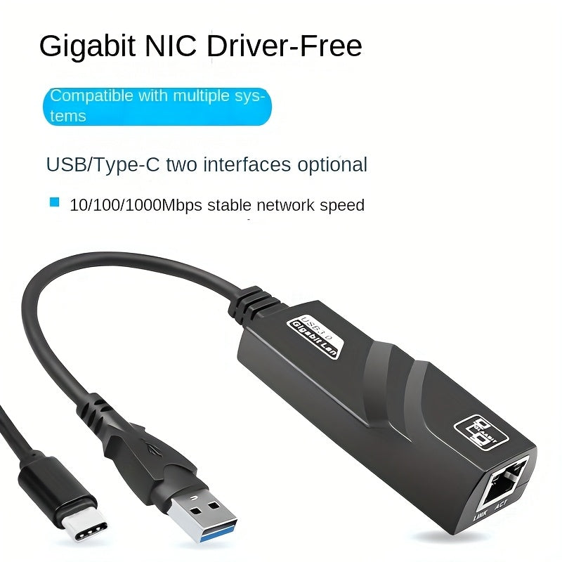 Adaptador Ethernet Gigabit USB 3.0 Plug-and-Play, tarjeta de red externa USB a RJ45, tarjeta de red externa para computadora USB 3.0, tarjeta Ethernet sin controladores de 1000M con puerto USB a RJ45
