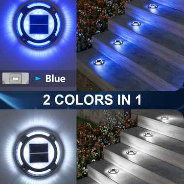2/4/8/12pcs Luces Solares para Exteriores, IP68 Impermeables - Cargado por Panel Solar, Encendido/Apagado Automático, para Jardín, Patio, Pasillo, Muelle (Azul y Blanco Frío, Construcción Metálica)