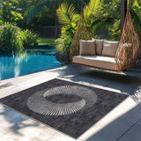 Alfombra Seven Stars Deer 853gsm de Alta Resistencia - Ultra Suave, Antideslizante y Lavable a Máquina en Crema Francesa para Patio, Jardín o Camping - Diseño Geométrico a Rayas/Cuadros Duradero, Alfombra de Lujo para Interior/Exterior