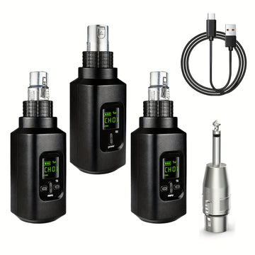 Sistema de Micrófono Inalámbrico 2.4 GHz con Enrutador y Receptor XLR para Micrófonos Dinámicos, Mezcladora y Sistemas de Sonorización, Conexión de 2 Emisores para Transmisión Sincronizada