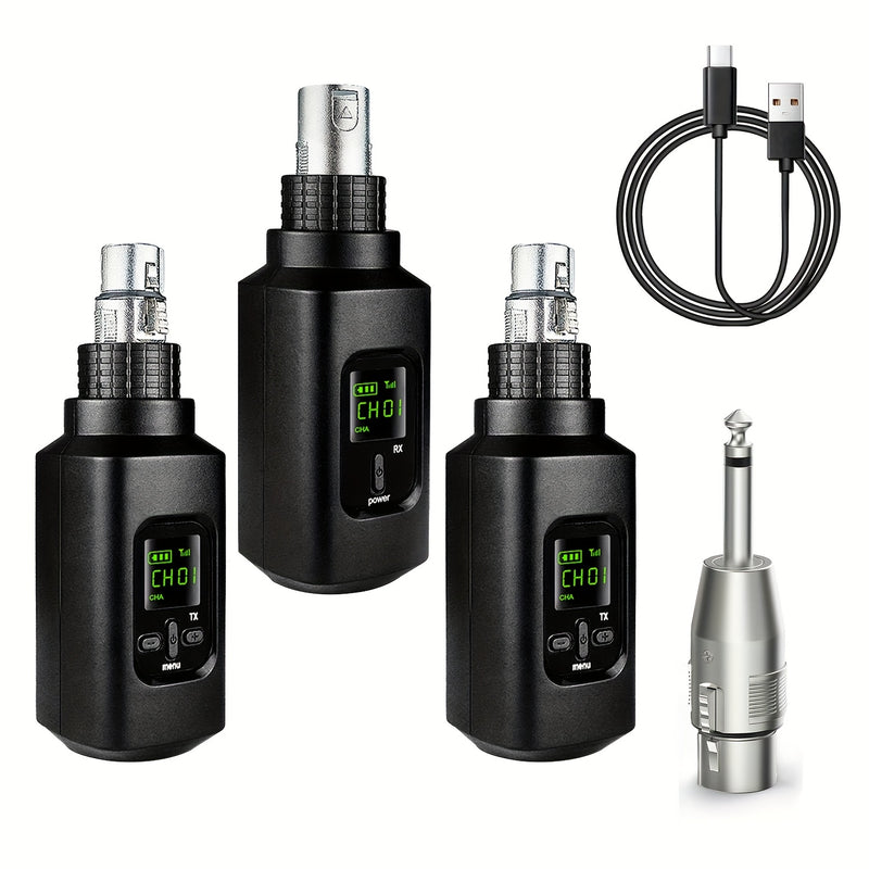 Sistema de Micrófono Inalámbrico 2.4 GHz con Enrutador y Receptor XLR para Micrófonos Dinámicos, Mezcladora y Sistemas de Sonorización, Conexión de 2 Emisores para Transmisión Sincronizada