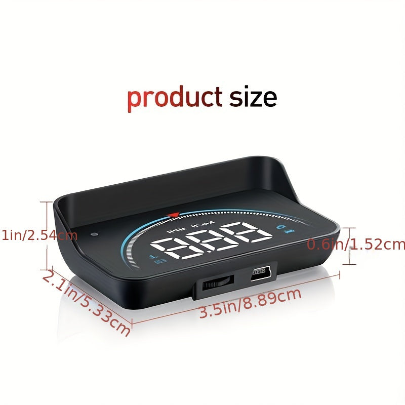 Pantalla de proyección de coche M8 OBD2 HUD, conmutable MPH/KMH, pantalla HD de 3,5 pulgadas, velocímetro del vehículo, temperatura, RPM, voltaje, batería no incluida, accesorio de dashboard universal para vehículos