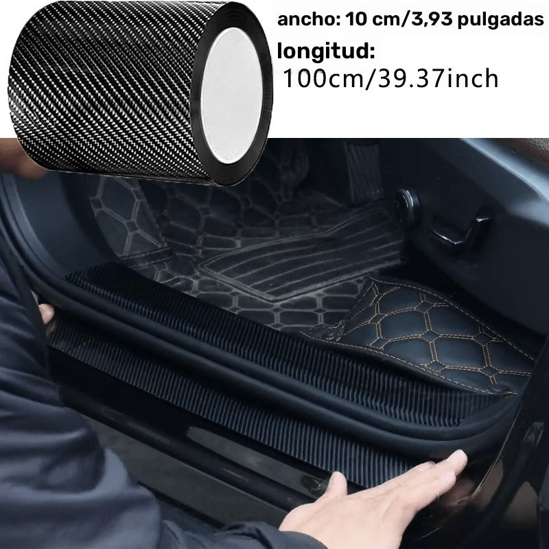 Rollo de Cinta Protectora para Borde de Puerta de Coche en Fibra de Carbono Nano 3D, PVC Impermeable y Resistente a Arañazos con Adhesivo, Película Anticolisión Universal, Color