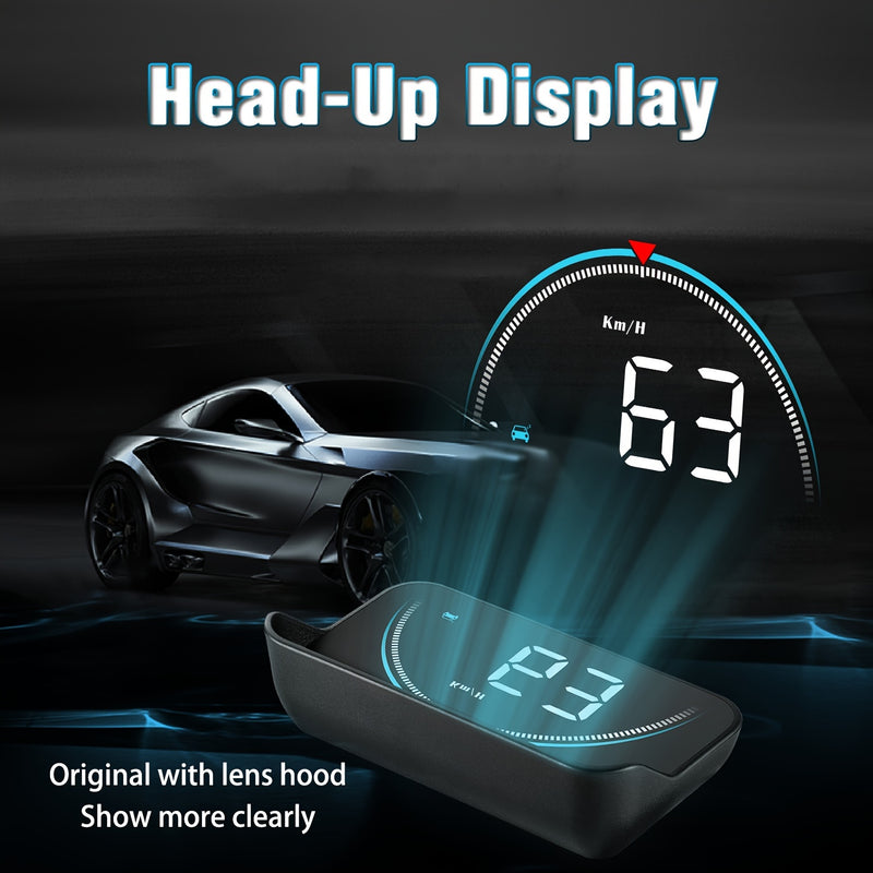 Pantalla de proyección de coche M8 OBD2 HUD, conmutable MPH/KMH, pantalla HD de 3,5 pulgadas, velocímetro del vehículo, temperatura, RPM, voltaje, batería no incluida, accesorio de dashboard universal para vehículos