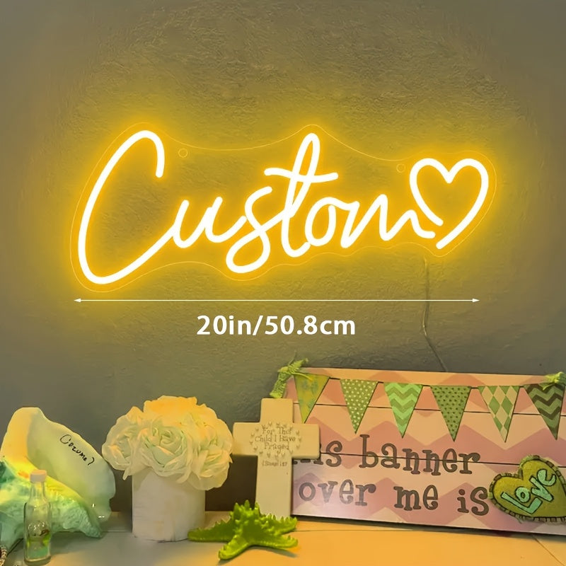 Letrero LED de Neón Personalizado - Luz con Nombre a Medida y Alimentación USB, Decoración de Pared para Bodas, Cumpleaños, Negocios o Hogar - Fácil Instalación sin Cableado - Regalo Perfecto para Ella/Él/Parejas, Letrero de Neón Personalizado, Iluminaci