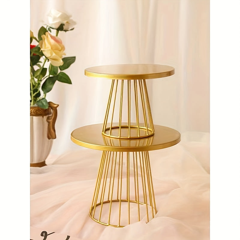 Soportes de Pastel de Alambre Dorado Elegantes - Perfectos para Postres de Boda o Fiesta