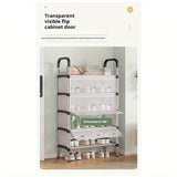 Estante de zapatos de metal de 4/7 niveles, estante de almacenamiento, material PP a prueba de polvo, duradero y ligero, estante de almacenamiento de gran capacidad, resistente y duradero, ahorrador de espacio para dormitorio y pasillo, cabina de zapatos