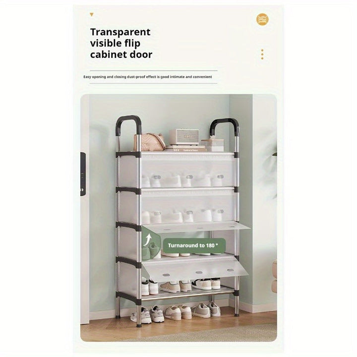 Estante de zapatos de metal de 4/7 niveles, estante de almacenamiento, material PP a prueba de polvo, duradero y ligero, estante de almacenamiento de gran capacidad, resistente y duradero, ahorrador de espacio para dormitorio y pasillo, cabina de zapatos