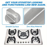 Tiradores de control de estufa de gas metálicos - Acabado cromado elegante, construcción metálica duradera, perfectos para ventiladores de cocina, fogones y estufas de gas LPG, instalación fácil, distribución de calor eficiente, tirador de estufa.