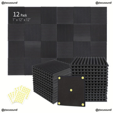 48/24/12 piezas de paneles acústicos de alta densidad, 30.48x30.48x2.54 cm, absorbentes de sonido, para paredes, techos, salas de juegos y estudios de grabación, reducción de ruido