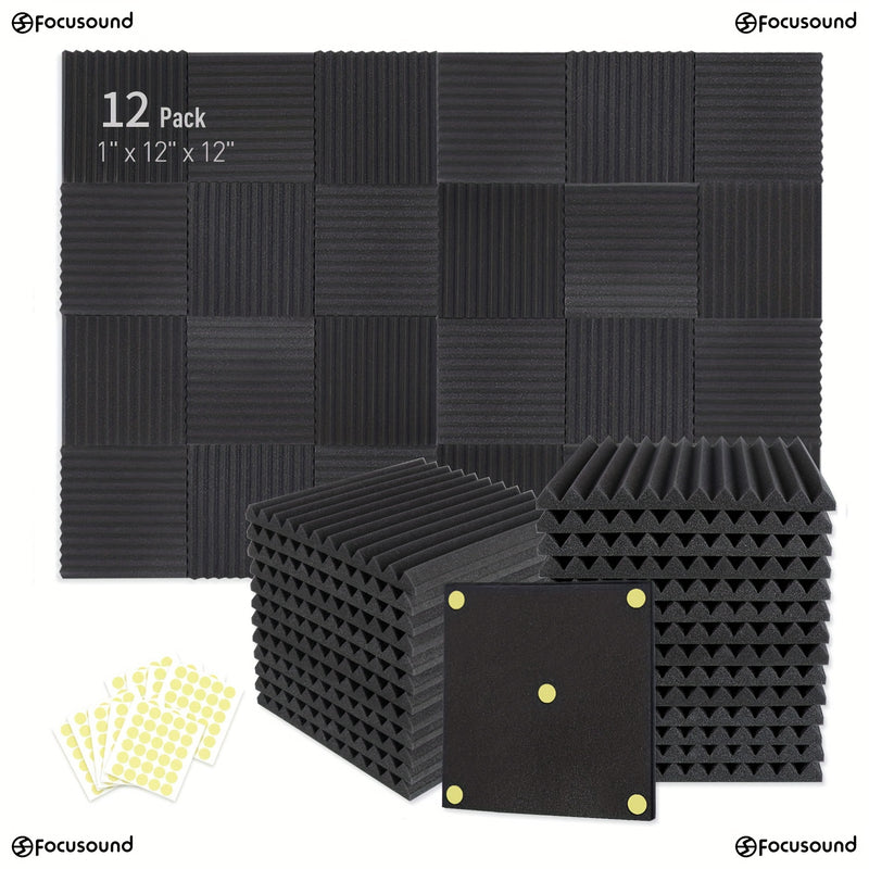 48/24/12 piezas de paneles acústicos de alta densidad, 30.48x30.48x2.54 cm, absorbentes de sonido, para paredes, techos, salas de juegos y estudios de grabación, reducción de ruido
