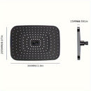 1pc Cabezal de Ducha Cuadrado - Flujo de Alta Presión Potente, Acabado Elegante Plateado/Negro, Montaje Fijo Diario para una Experiencia de Baño Lujosa - Accesorio de Baño Premium