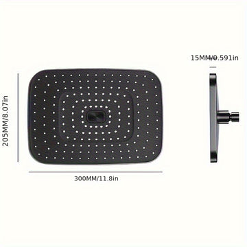 1pc Cabezal de Ducha Cuadrado - Flujo de Alta Presión Potente, Acabado Elegante Plateado/Negro, Montaje Fijo Diario para una Experiencia de Baño Lujosa - Accesorio de Baño Premium
