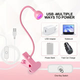 1 Mini lámpara LED para uñas de gel - Portátil, alimentada por USB, diseño de cuello giratorio flexible, perfecta para el cuidado de uñas en casa, sin batería, secadora de uñas, luz de manicura.