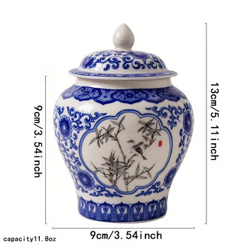 Tarro de porcelana sellado vintage azul y blanco, adorno decorativo, accesorios para juego de té, contenedor de hojas de té, tarro de cerámica resistente a la humedad