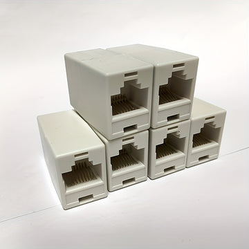 6/10piezas Acoplador de cobre chapado en amarillo premium RJ-45 Ethernet, rectangular categoría, sin necesidad de energía, contacto de cobre adaptador de cable Cat5/Cat6 unión sin batería