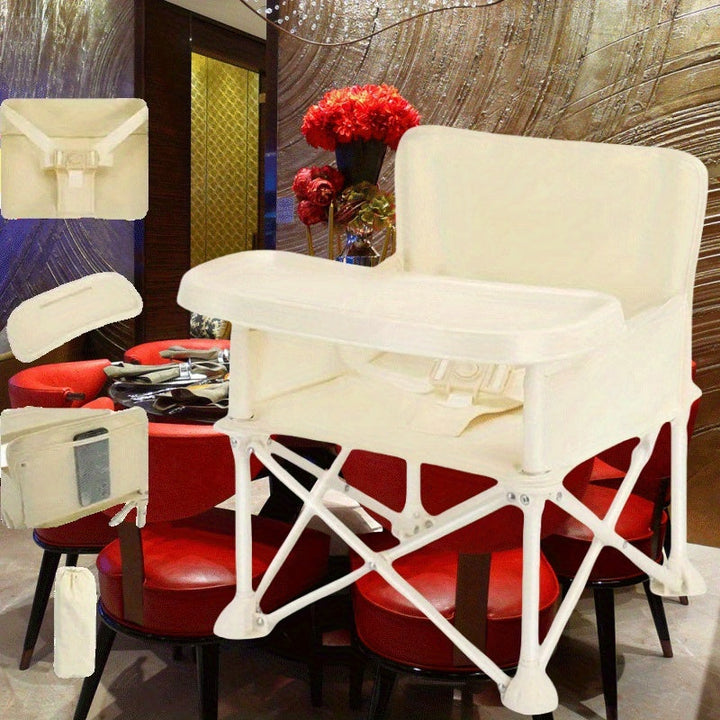 Butaca Portátil Plegable para Comidas con Correa Ajustable y Bandeja Extraíble. Cómoda para Alimentación, Ideal para la Playa o Acampada, Práctico Soporte de Huevos Cerca del Refrigerador