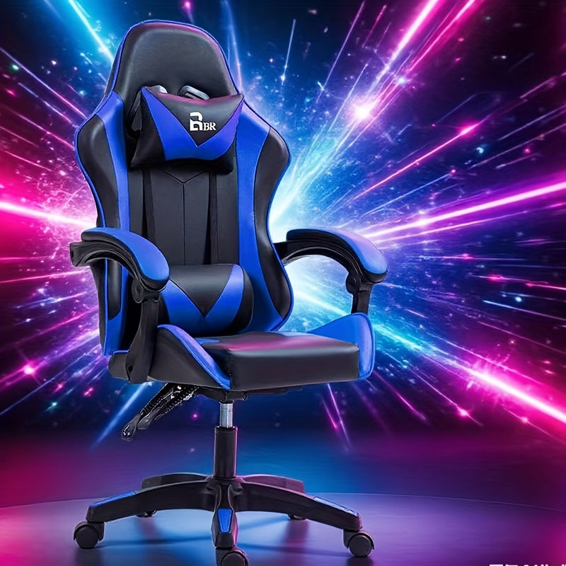Butaca de Juego Ergonómica Estilo Carreras - Silla de Escritorio Ajustable en Altura con Reposacabezas y Soporte Lumbar, Tela de Poliéster Duradera, Fácil Montaje para Oficina, Dormitorio o Hogar, Diseño Deportivo, Construcción Cómoda
