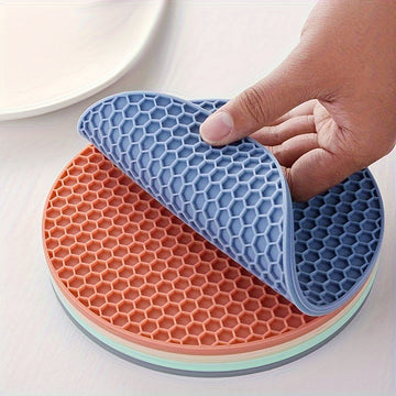 1pc Mantel Individual de Silicona - Redondo, Resistente al Calor y Antideslizante para Ollas, Bandejas de Horneado y Boles - Accesorio de Cocina Duradero