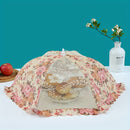 Cubierta de comida plegable con diseño floral, gran capacidad, redonda y rectangular, tejido no alimenticio con detalle de hilo metálico, perfecto para comer al aire libre y pícnic, mantel de pícnic | Decoración de mesa elegante | Detalle de hilo metálic