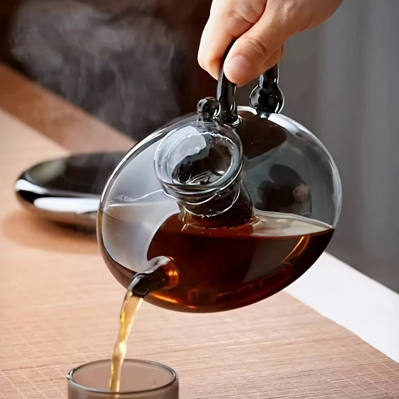 1pc Elegante tetera de vidrio de borosilicato alto con diseño de ratón caprichoso - Perfecto para los amantes del té, regalo ideal para el día de San Valentín, Navidad, Halloween, Acción de Gracias, día del padre, esenciales para la mesa de té | Tetera c