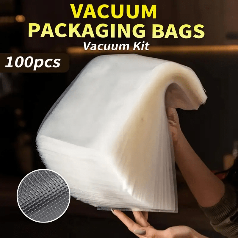100 piezas Bolsas de Sellado al Vacío Premium - Conservación de Alimentos Hermetica, Almacenamiento y Solución de Organización para Cocina - Reutilizables, Duraderas y Libres de BPA Esenciales para el Hogar