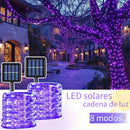 1 Paquete de Luces de Cuerda LED Solares para Exterior, Impermeable IP65, 8 Modos, Luces de Hadas Moradas para Árbol, Jardín, Navidad, Halloween, Día de Acción de Gracias, Día de San Valentín, Decoraciones de Bodas - Energizado por Energía Solar, Batería