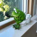 Figurina de resina de rana juguetona de 14.48 cm, decoración versátil para el hogar y la oficina, ideal para sala de estar, estudio o jardín