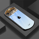 Estuche para teléfono de pareja con espejo ovalado y diseño engradado, compatible con Apple iPhone/16promax/16/15/14/12/11. Lujo ligero, moderno, resistente y visualmente atractivo: el regalo perfecto