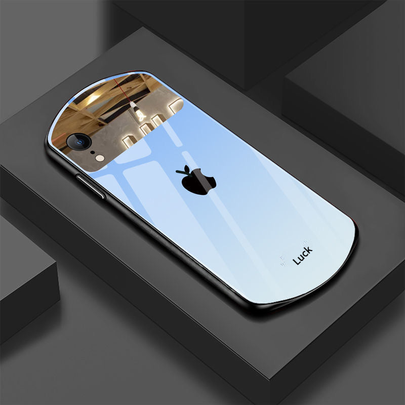 Estuche para teléfono de pareja con espejo ovalado y diseño engradado, compatible con Apple iPhone/16promax/16/15/14/12/11. Lujo ligero, moderno, resistente y visualmente atractivo: el regalo perfecto