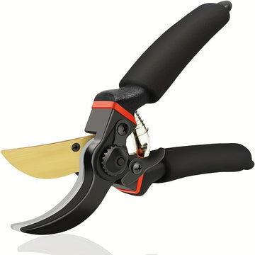 Tijeras de podar profesionales de titanio de derivación - Tijeras de jardín premium súper afiladas de 8.5\", tijeras de podar para jardinería, tijeras para setos de jardín, podadoras de mano - Tijeras de jardín, herramienta de alta resistencia