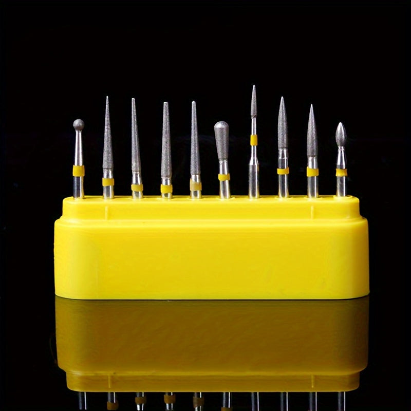 Brocas para Taladro de Uñas, Juego de 10 pzas de Brocas para Taladro de Uñas - Kit Profesional de Manicura y Pedicura Eléctrica para Uñas Acrílicas, de Gel con Cabezales de Pulido y Desbaste