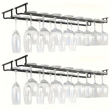 Soporte para copas de vino tinto colgante de 4/2 piezas para cocinas y comedores que permite un almacenamiento fácil de las copas con tallo. Di adiós al desorden, y es aplicable tanto en bares como en restaurantes