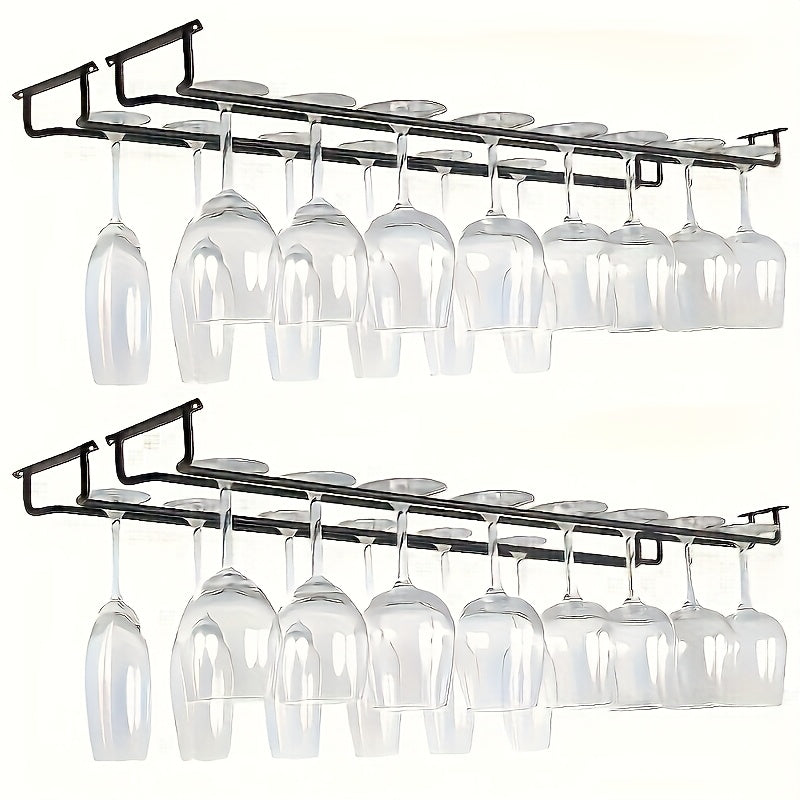 Soporte para copas de vino tinto colgante de 4/2 piezas para cocinas y comedores que permite un almacenamiento fácil de las copas con tallo. Di adiós al desorden, y es aplicable tanto en bares como en restaurantes