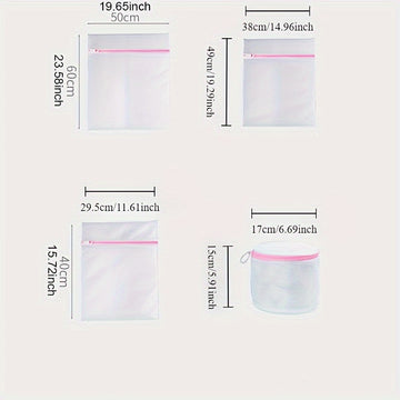 Juego de 4 bolsas de malla para lavar con cierre, resistentes, protectoras para ropa delicada, ropa interior y prendas, ideal para lavadoras