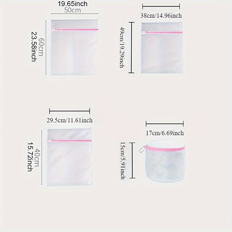 Juego de 4 bolsas de malla para lavar con cierre, resistentes, protectoras para ropa delicada, ropa interior y prendas, ideal para lavadoras