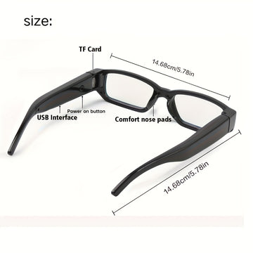1 par de gafas inteligentes, 1080P alta definición, gafas de video para deportes al aire libre, gafas de foto portátiles, ideales para ciclismo, grabación de conferencias, etc., con tarjeta de memoria de 32G/64GB.