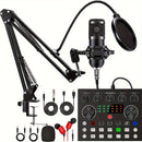 Conjunto de equipo para podcast, interfaz de audio V8s con tarjeta de sonido todo en uno y micrófono de condensador BM800, micrófono para podcast, perfecto para grabar, transmitir, hacer streaming en vivo. Eid Al-Adha Mubarak