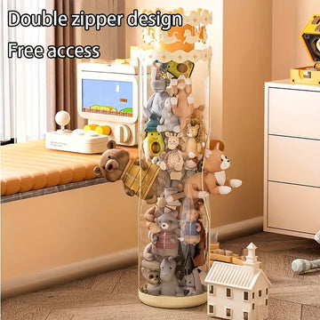 1pc, Cubo de Almacenamiento para Juguetes con Doble Cremallera, Bolsa Portátil de Gran Capacidad, Cesta Organizadora de Peluches y Muñecas