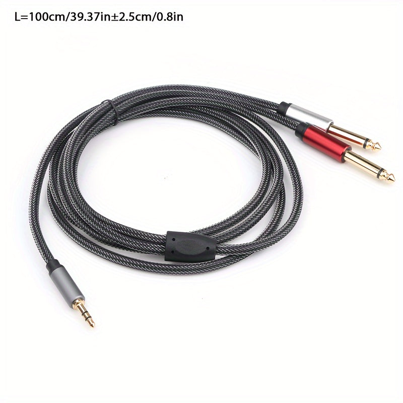 Cable de audio de 3.5 mm a 2 cables de audio de 6.35 mm, cable de audio macho mono de 3.5 mm a doble de 6.35 mm, cable de audio de 3.5 mm de cobre libre de oxígeno, cable de audio divisor Y de 3.5 mm a 6.5 mm. Eid Al-Adha Mubarak