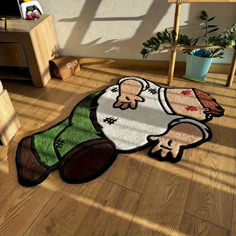 1 alfombra de peluche suave imitación cachemira con diseño único de personaje animado, ideal para dormitorio, sofá o decoración del hogar, accesorio para sofá, alfombra de sala o detalle divertido para la habitación, solo lavado a mano, textura suave y e