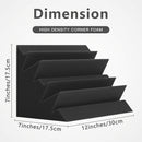 12 Piezas de Espuma Acústica Negra de Alta Densidad para Esquinas, 17.5x17.5x30 cm, Paneles Antirruido en Forma de Cuña para Estudios de Grabación, Salas de Música y Cines Caseros, Absorción de Bajas Frecuencias, Superficie Texturizada para Mayor Aislami