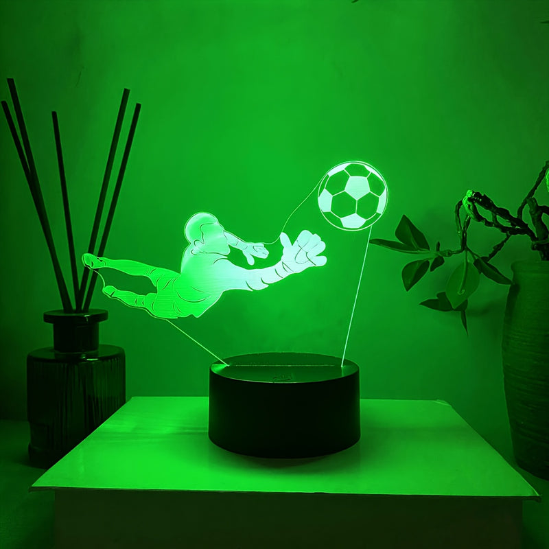 1 lámpara nocturna creativa de portero de fútbol en acción de clavado, con cambio de color al tacto, un regalo único para fanáticos del fútbol