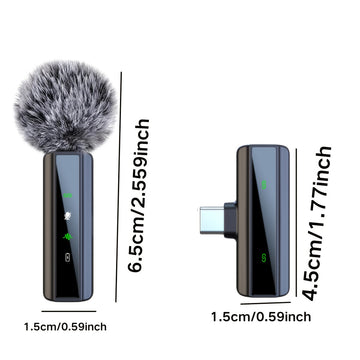 Microfono sin varillas de solapa con pantalla LED, micrófono portátil para grabación de video y podcast con cancelación de ruido HD, función de reverberación silenciosa para creadores de contenido